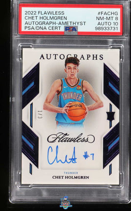 2022 Flawless Chet Holmgren Auto Amethyst /3 PSA 8 Auto 10 POP 1