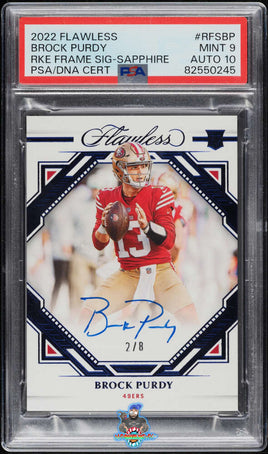 2022 Panini Flawless Frame Sapphire Brock Purdy ROOKIE AUTO #RFS-BP 2 of 8 PSA 9 Auto 10 82550245