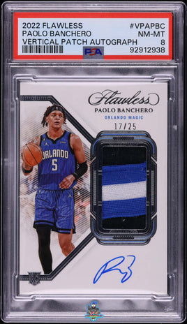 2022 Panini Flawless Vertical Paolo Banchero ROOKIE PATCH AUTO 17 of 25 PSA 8 92912938