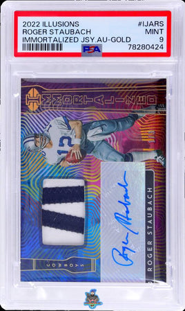 2020 Roger Staubach PSA 9 Illusions Immortalized Jersey Auto #30 1/3