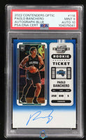 2022 Paolo Banchero PSA 9 10 Contenders Optic Rookie Ticket Auto Blue Prizm 45/49