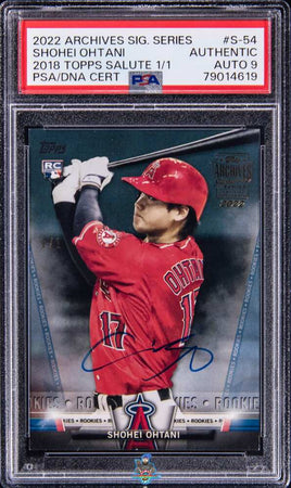 2022 Shohei Ohtani PSA Authentic 9 Topps Arch 2018 Topps Salute Rookie Auto 1/1