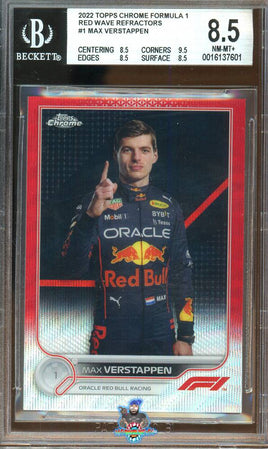 2022 Topps Chrome F1 Max Verstappen Red Wave Refractor #1 4 of 5 BGS 8.5 0016137601
