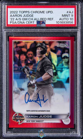 2022 Aaron Judge PSA 9 10 Topps Chrome Updt 22 All Star Game Auto Red Ref /5