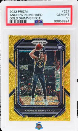 2022 Andrew Nembhard PSA 10 Prizm Rookie Gold Shimmer FOTL Prizm #227 3/10
