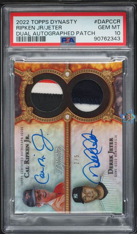 2022 Cal Ripken Jr. Derek Jeter PSA 10 Topps Dynasty Dual Autograph Patch 2/5
