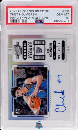 2022 Chet Holmgren PSA 10 Contenders Optic Variation Rookie Ticket Auto #131