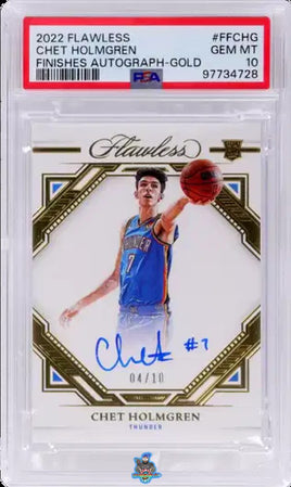 2022 Chet Holmgren PSA 10 Flawless Rookie Finishes Auto Gold #FFCHG 4/10