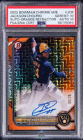 2022 Jackson Chourio PSA 10 10 Bowman Chrome MB Rookie Auto Orange Ref 23/25