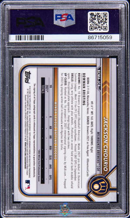 2022 Jackson Chourio PSA 10 10 Bowman Chrome MB Rookie Auto Orange Ref 23/25