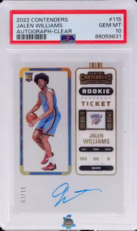 2022 Jalen Williams PSA 10 Contenders Rookie ticket Auto Clear #115 3/10