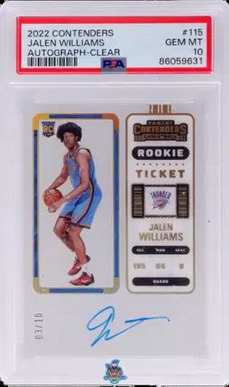 2022 Jalen Williams PSA 10 Contenders Rookie ticket Auto Clear #115 3/10