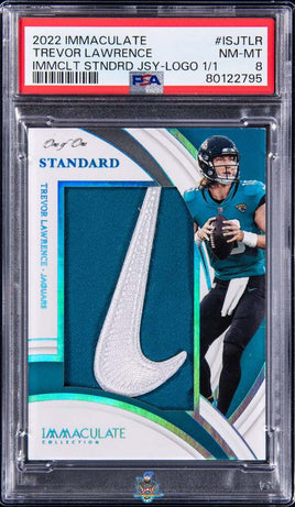2022 Trevor Lawrence PSA 8 Immaculate Standard Jersey Brand Logo #ISJ-TLR 1/1