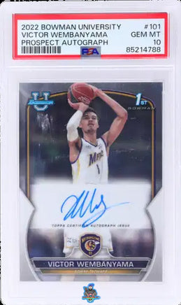 2022 Victor Wembanyama PSA 10 Bowman University Prospect Auto #101