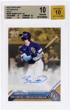 2023 Bobby Witt Jr. BGS 10 10 Topps Now Auto Gold #628F /1