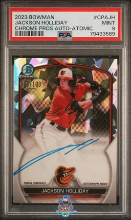 2023 Jackson Holliday PSA 9 Bowman Chrome Pros Auto Atomic #CPAJH 99/100