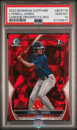 2023 Bowman Sapphire Edition Chrome Prospects Red #BCP118 Lyonell James Rookie Card 3 of 10 PSA 10 87104614