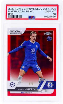 2023 Mykhailo Mudryk PSA 10 Topps Chrome NSCC UEFA Red #25 /5