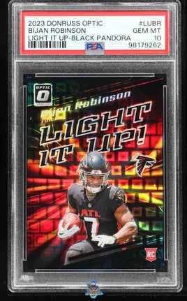 2023 Donruss Optic Bijan Robinson Light it Up Black Pandora /25 PSA 10