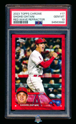 2023 Shohei Ohtani PSA 10 Topps Chrome Red Wave Refractor #17 /5