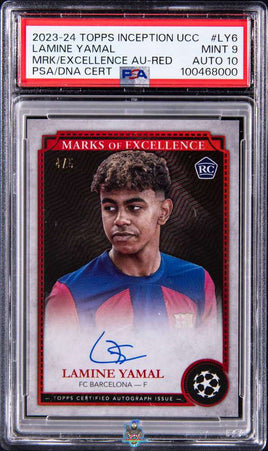 2023 Inception UCC Lamine Yamal Marks EX Auto Red /5 PSA 9 10