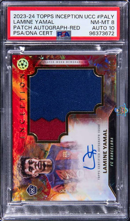 2023 Lamine Yamal PSA 8 10 Topps Inception Patch Auto Red #PALY /10