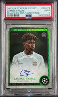 2023 Topps Stadium CC UCL Lamine Yamal Marks EX Auto Green Foil /99 PSA 9