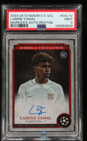 2023 Stadium Club UCL Lamine Yamal Marks EX Auto Red Foil /5 PSA 9