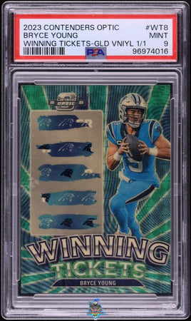 2023 Bryce Young PSA 9 Contenders Optic Winning Ticket Rke Gold Vinyl #WT8 1/1