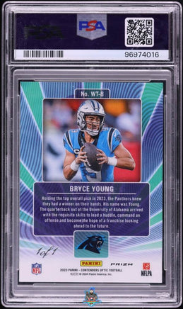2023 Bryce Young PSA 9 Contenders Optic Winning Ticket Rke Gold Vinyl #WT8 1/1