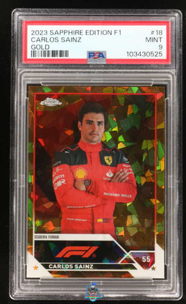 2023 Carlos Sainz PSA 9 Topps Chrome F1 Sapphire Edition Gold #18 34/50