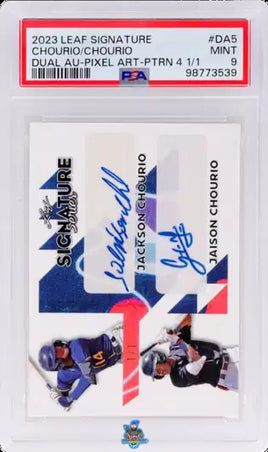 2023 Jackson Chourio Jaison Chourio PSA 9 Leaf Signature Dual Auto Pixel Art Pattern 4 1/1