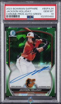 2023 Jackson Holliday PSA 10 Bowman Sapphire Chrome Pros Auto Green 11/50