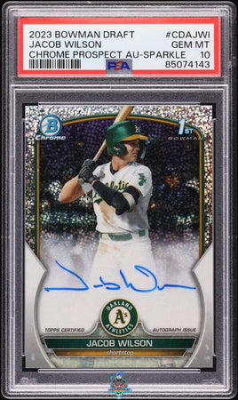 2023 Jacob Wilson PSA 10 Bowman Draft Chrome Prospect Auto Sparkle #CDAJWI 50/71