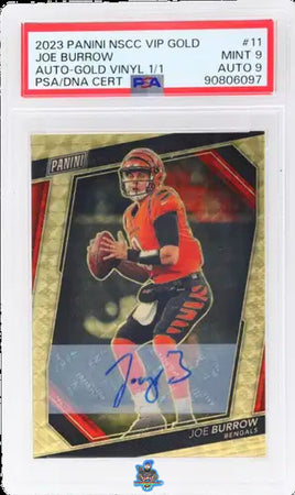 2023 Joe Burrow PSA 9 9 NSCC VIP Gold Auto Gold Vinyl #11 1/1