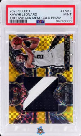 2023 Kawhi Leonard PSA 9 Select Throwback Mem Gold Prizm #TMKL 6/10