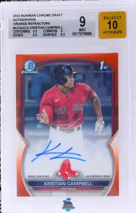 2023 Kristian Campbell BGS 9 10 Bowman Drft Chrm Pros Auto Orange Refractpr 9/25
