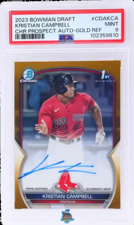 2023 Kristian Campbell PSA 9 Bowman Draft Chrome Prospect Auto Gold Ref 41/50