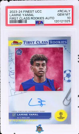 2023 Lamine Yamal PSA 10 Topps Finest UCC First Class Rookie Auto #RCALY