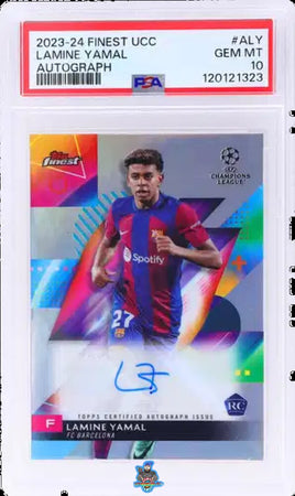2023 Lamine Yamal PSA 10 Topps Finest UCC Rookie Auto #256