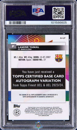 2023 Lamine Yamal PSA 9 Topps Finest UCC Rookie Auto Neon Green Ref #ALY 59/99