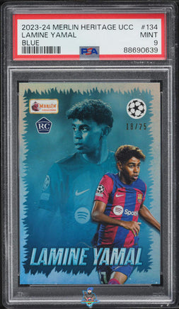 2023 Lamine Yamal PSA 9 Topps Merlin UCC Heritage Rookie Blue #134 18/25