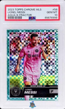 2023 Lionel Messi PSA 10 Topps Chrome MLS Aqua Xfractor #58 111/125