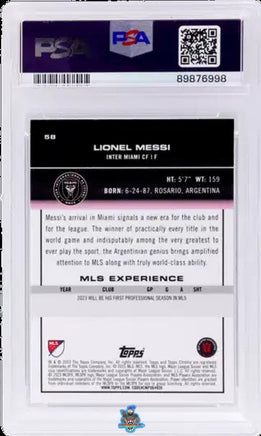 2023 Lionel Messi PSA 10 Topps Chrome MLS Aqua Xfractor #58 111/125