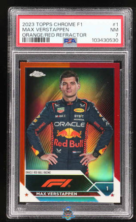 2023 Max Verstappen PSA 7 Topps Chrome F1 Orange Red Refractor #1