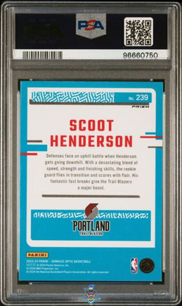 2023 Scoot Henderson PSA 10 Donruss Optic White Sparkle #239