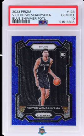 2023 Victor Wembanyama PSA 10 Prizm Blue Shimmer FOTL #136 35/35