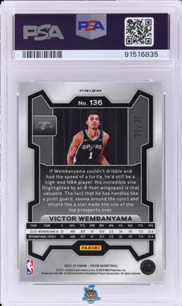 2023 Victor Wembanyama PSA 10 Prizm Blue Shimmer FOTL #136 35/35