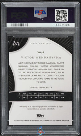 2023 Victor Wembanyama PSA 10 Topps Mercury Rookie Auto Black Refractor 4/10