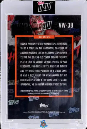 2023 Victor Wembanyama Raw Topps Now History for Wemby Auto Blue #VW3B 37/49